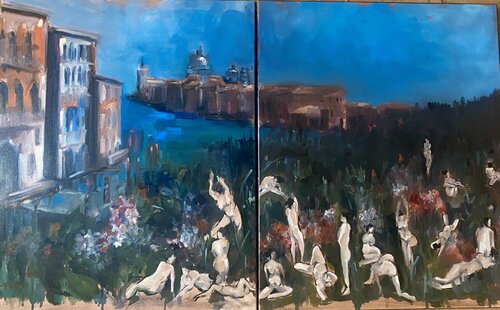 Diptyque les nymphes de Venise by Géraldine Morales, Painting for Sale on Select