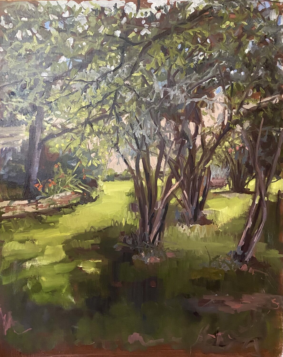 Au fond du jardin Géraldine Morales Original painting for sale
