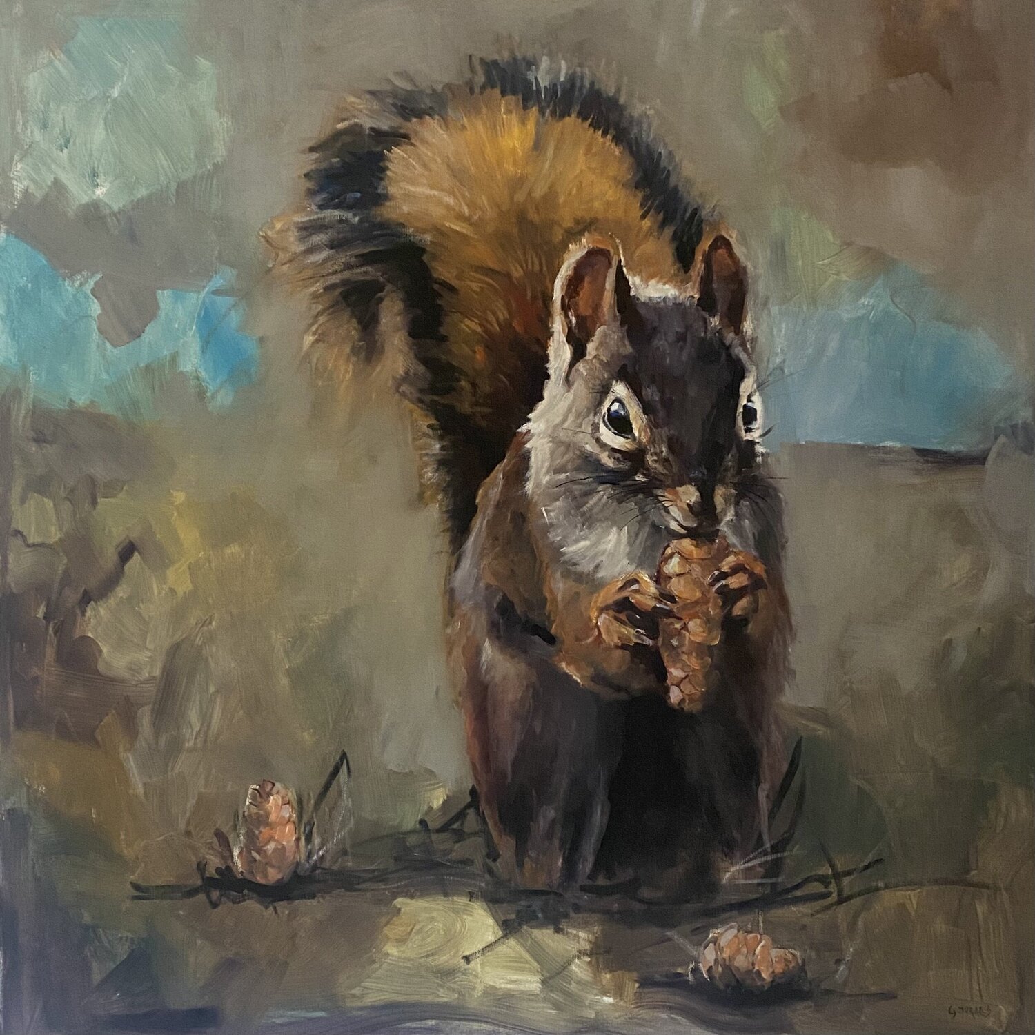 Ecureuil craquant Géraldine Morales Original painting for sale