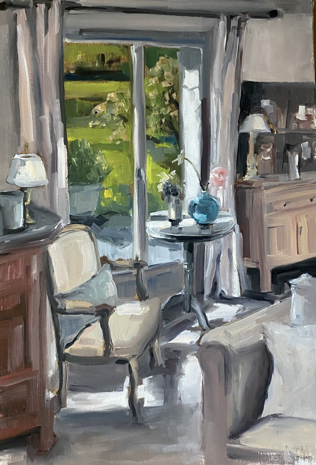 Salon côté jardin Géraldine Morales Original painting for sale