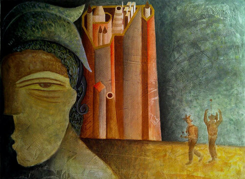 A Clown in the City by Van Hovak, Painting for Sale on Select