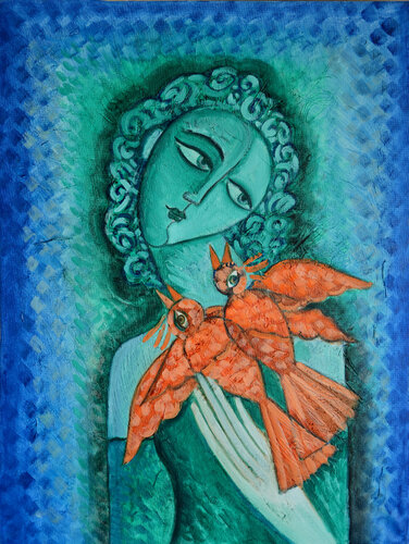 Green Girl by Van Hovak, Painting for Sale on Select