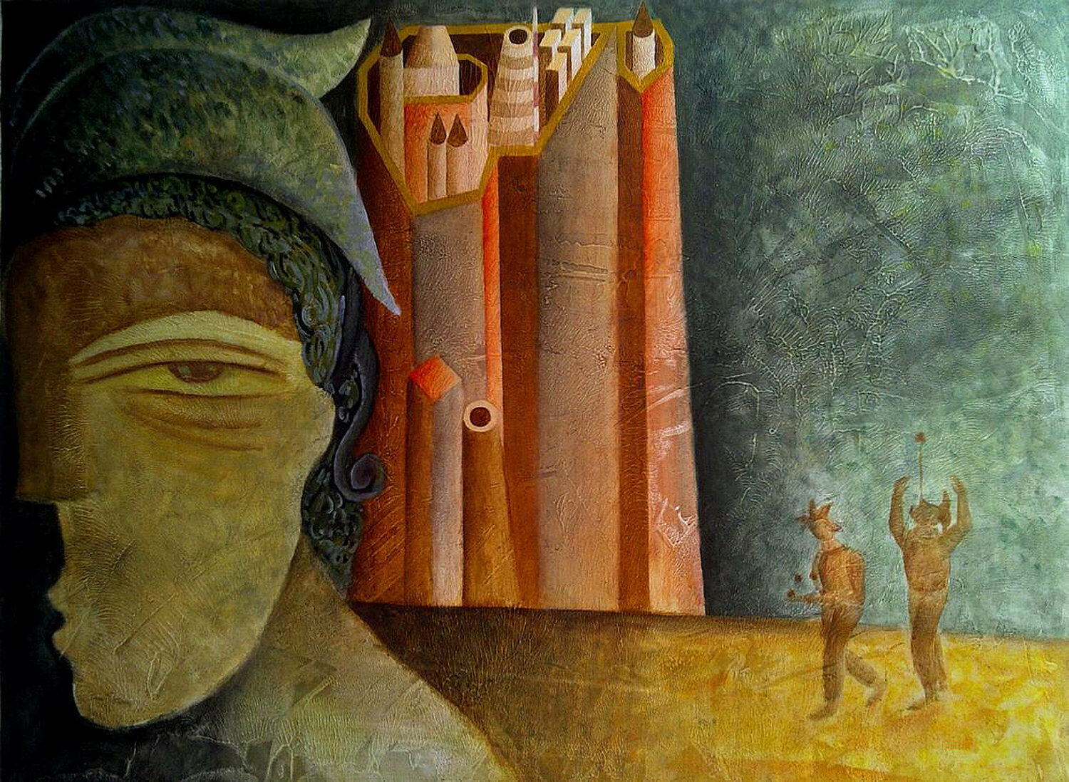 A Clown in the City Van Hovak Original painting for sale