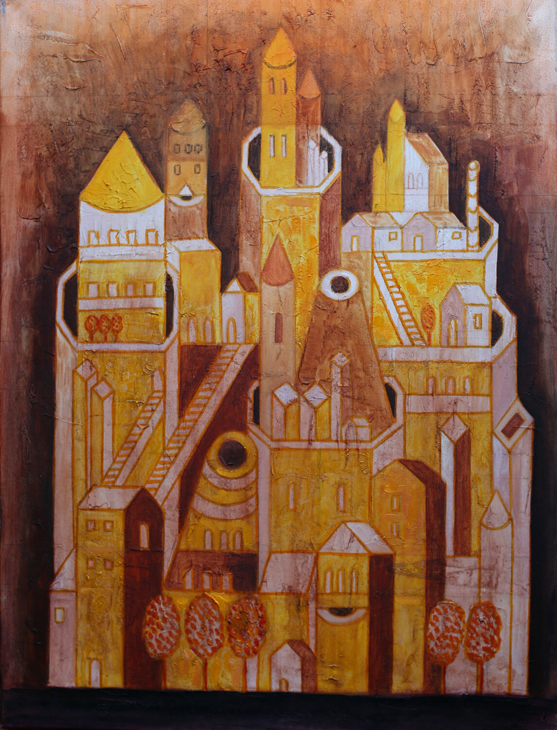 Golden City Van Hovak Original painting for sale