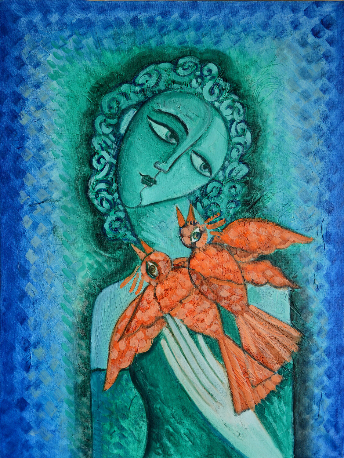 Green Girl Van Hovak Original painting for sale