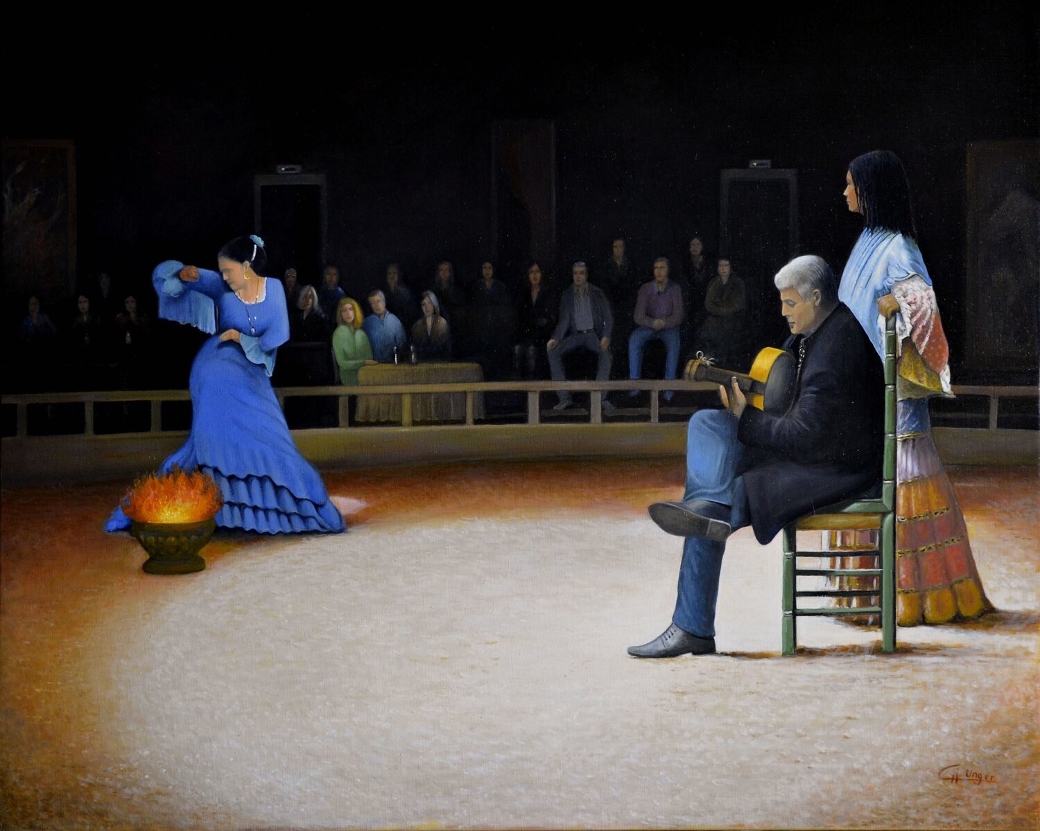Flamenco aux Saintes-Maries-de-la-Mer Charles Unger Original painting for sale