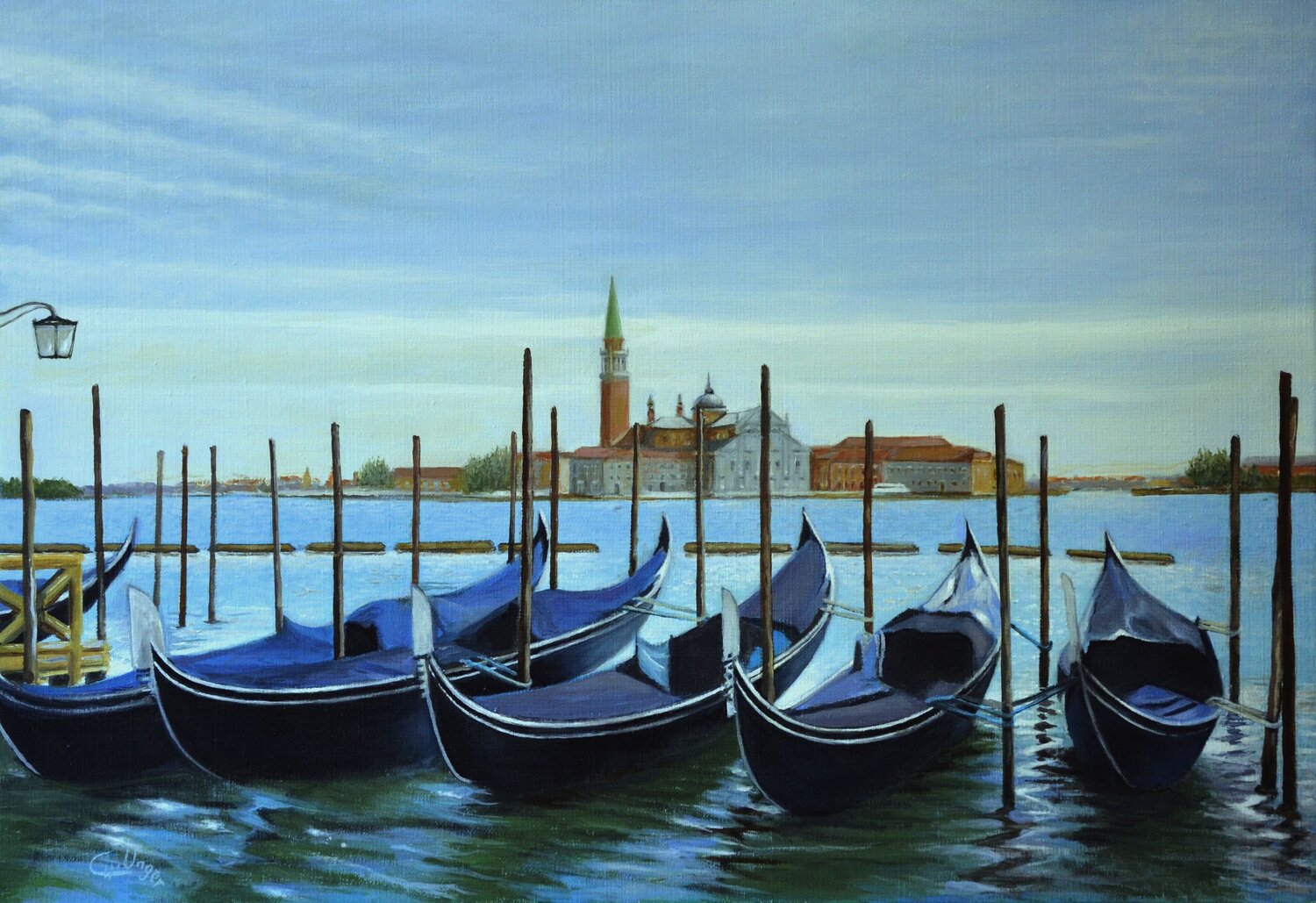 Gondoles à VENISE Charles Unger Original painting for sale