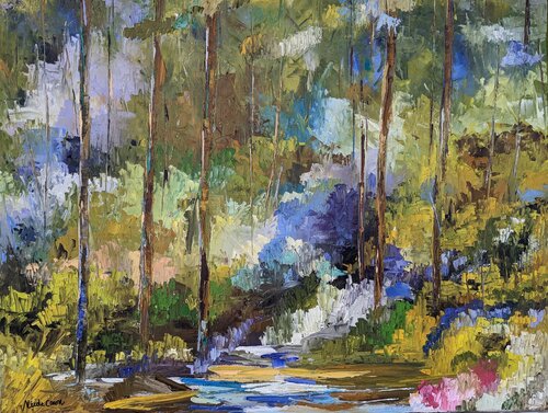Colorful ghost landscape by Nicole Caron, Painting for Sale on Select
