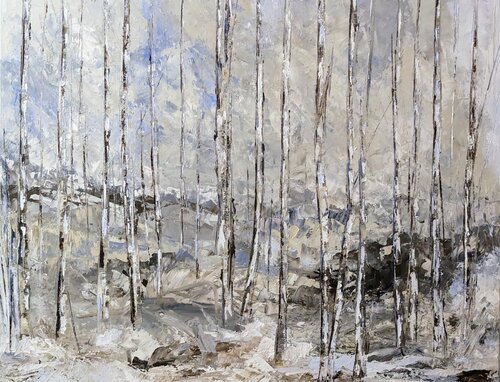 Icy birch by Nicole Caron, Painting for Sale on Select