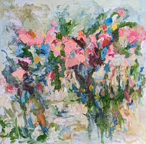 Par delà les fleurs by Nicole Caron, Painting for Sale on Select