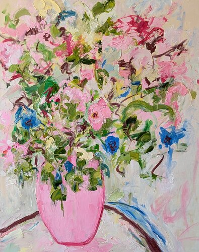 Abstraction au vase rose von Nicole Caron, Malerei kaufen auf Select
