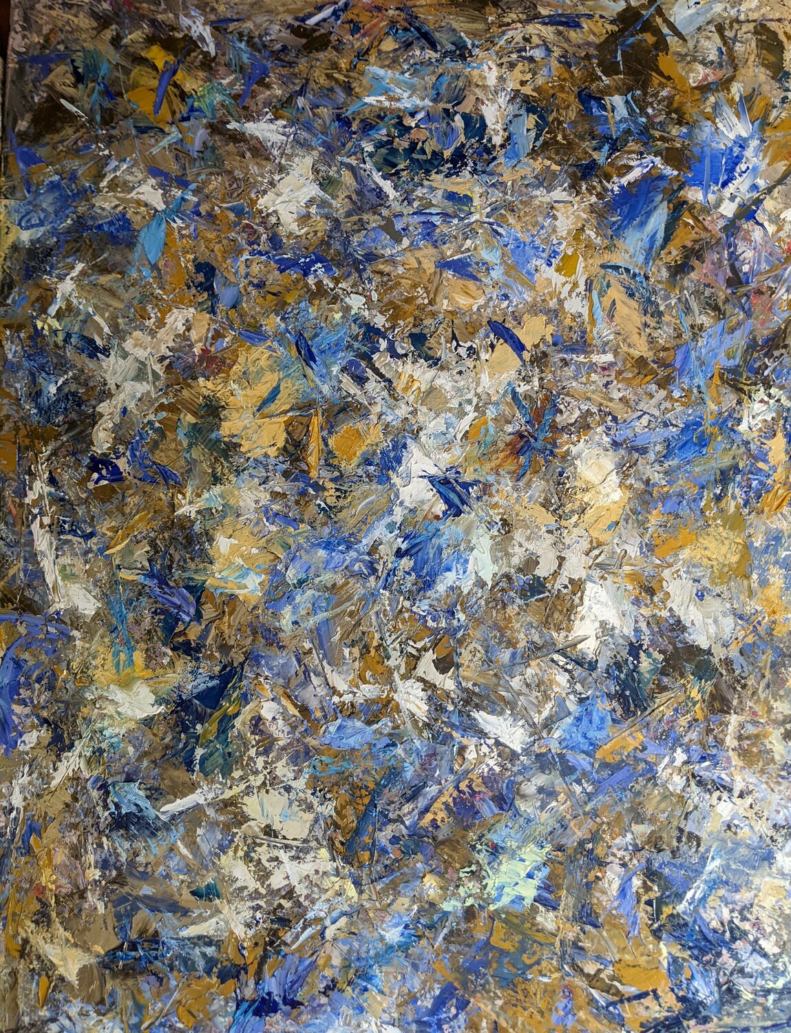 Blue fragments Nicole Caron Original painting for sale