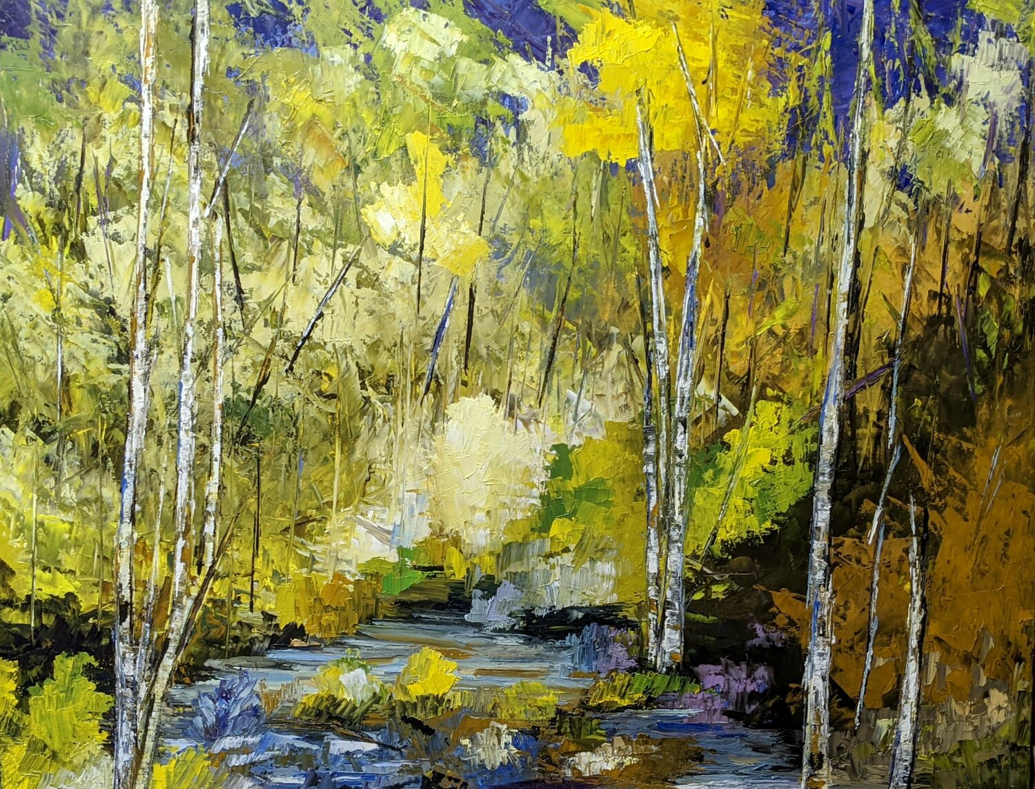 Sous-bois laurentien Nicole Caron Original painting for sale
