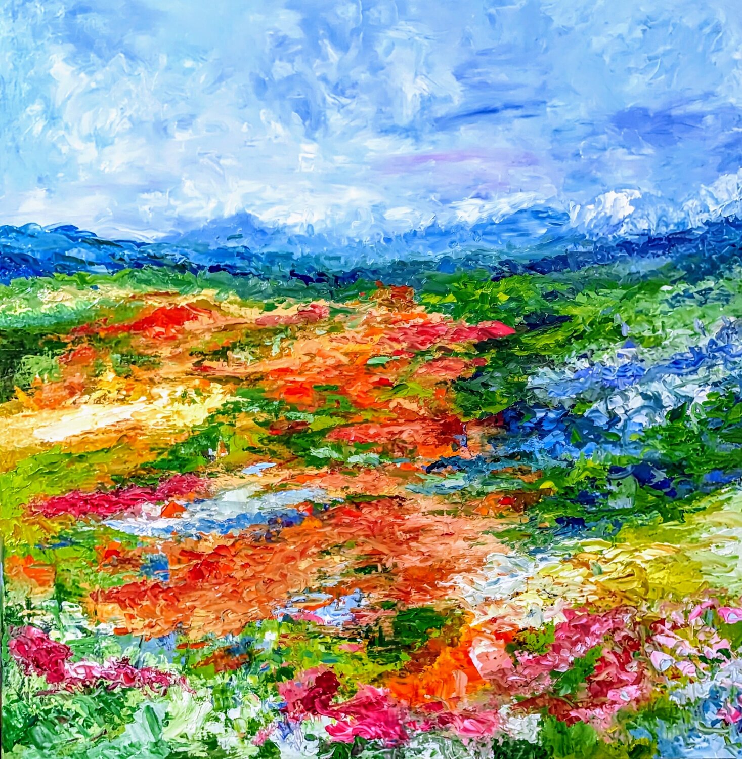 Les coquelicots II Nicole Caron Original painting for sale