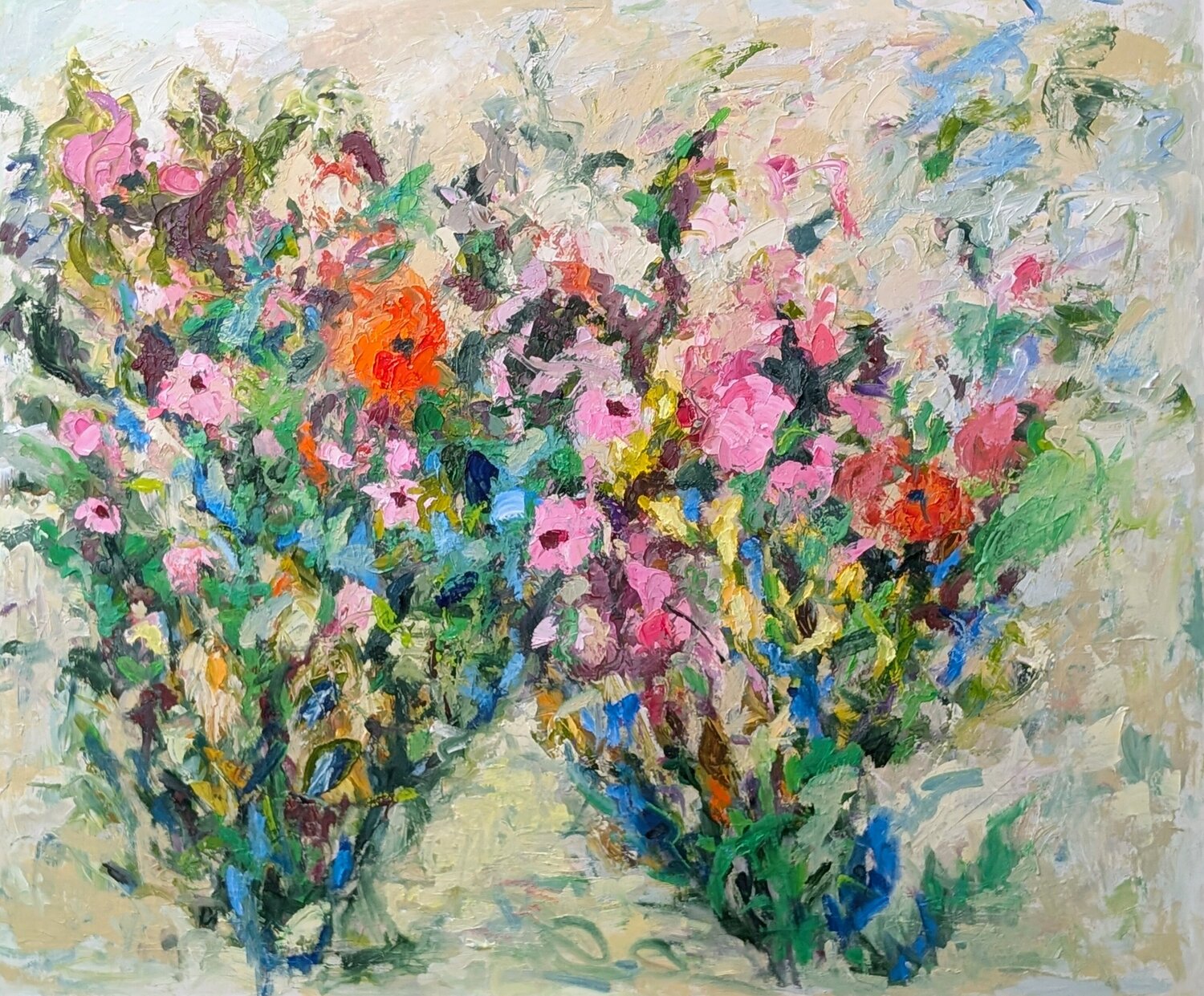 Pendant ce temps, les fleurs Nicole Caron Original painting for sale