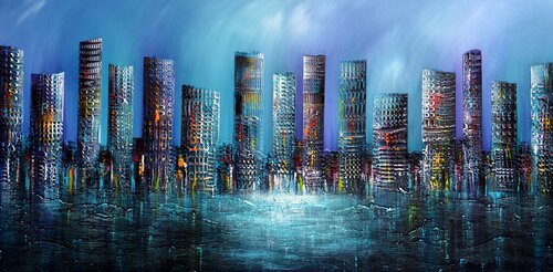 Sinking buildings by Gena, Painting for Sale on Select