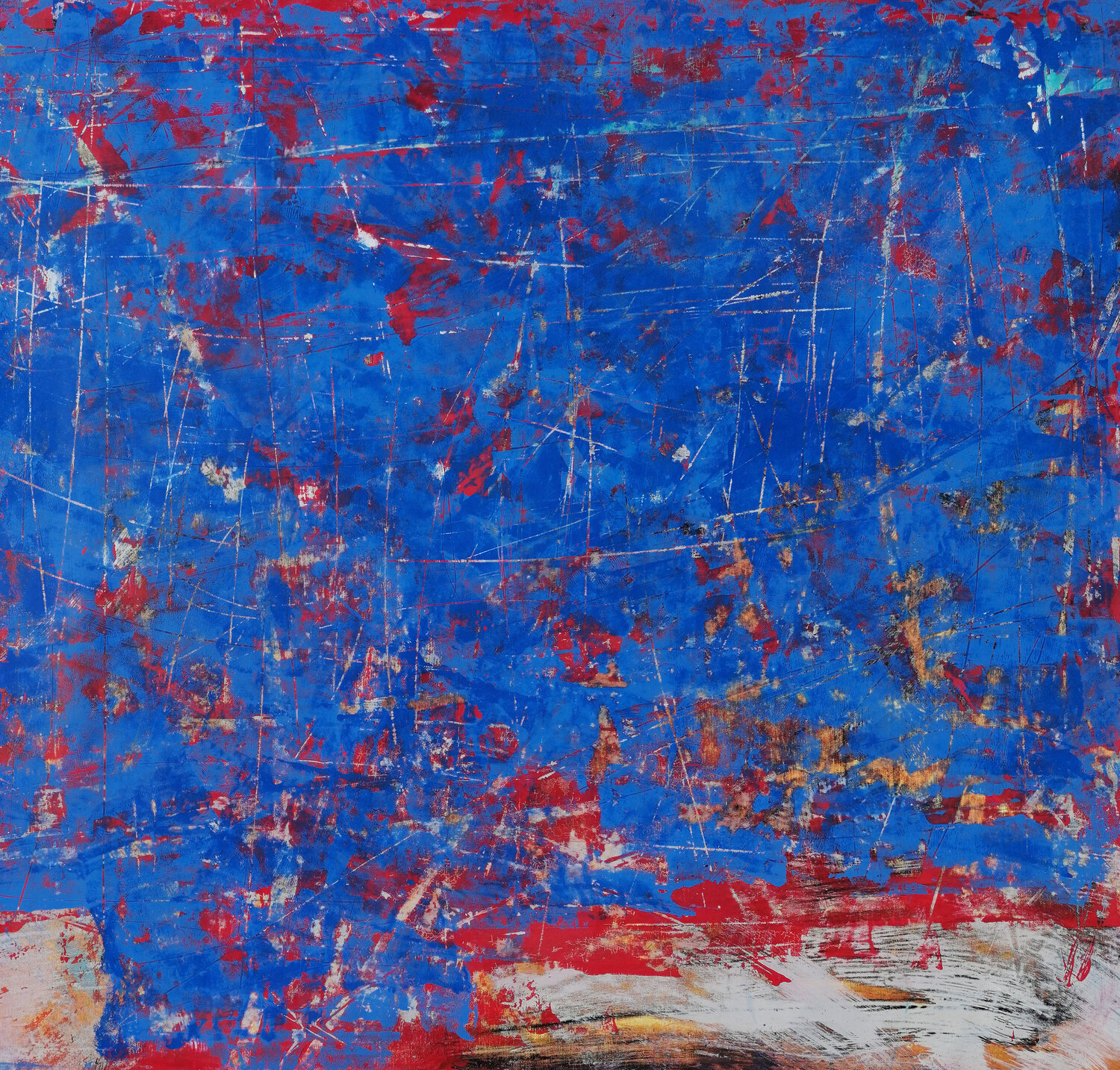 Blue red and life Maurizio Paccagnella Original painting for sale