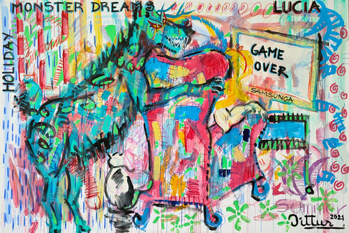 Holiday monster dreams by Christian Dittus, Painting for Sale on Select