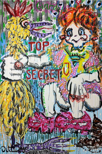 Top secret (no le cuentes a nadie que la he cagado) by Christian Dittus, Painting for Sale on Select