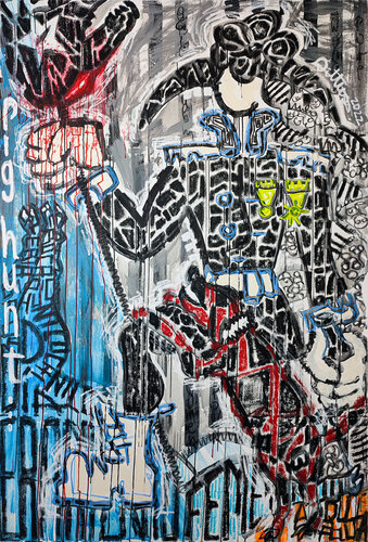 Pig hunt by Christian Dittus, Painting for Sale on Select