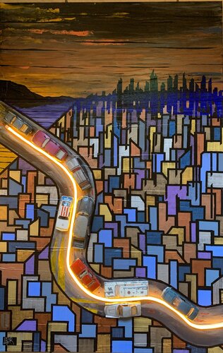 TRANSHUMANCE CITADINE by Alain Granger (A.G.R.), Painting for Sale on Select