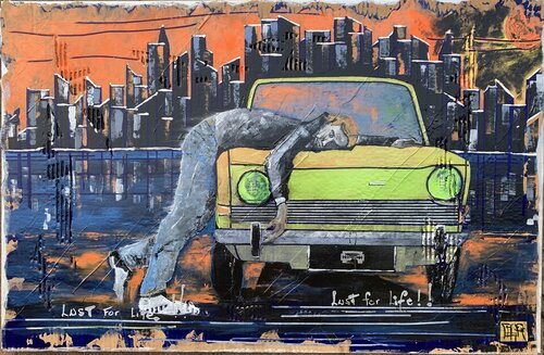 " LUST FOR LIFE "  * IGGY ...  with Simca 1000 ! by Alain Granger (A.G.R.), Painting for Sale on Select