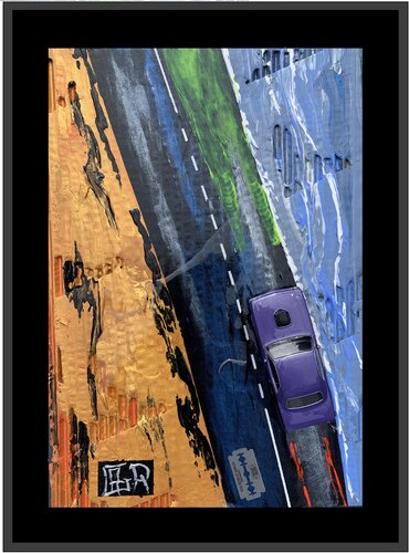Balade sur la corniche en PLYMOUTH BARRACUDA by Alain Granger (A.G.R.), Painting for Sale on Select