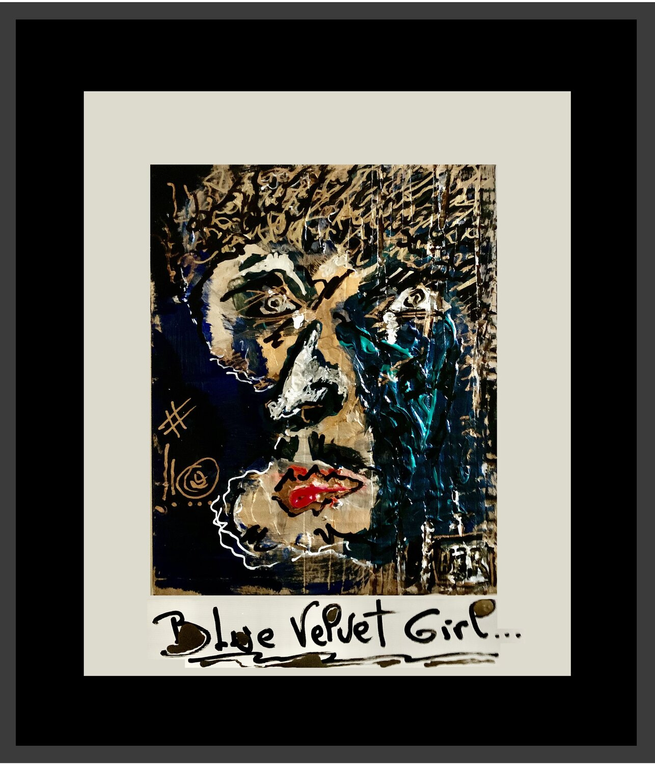 Blue Velvet girl ! Alain Granger (A.G.R.) Original painting for sale