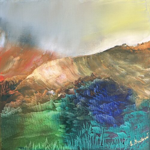ORANGE MOUNT IN ICELAND by Ludmila Budanov, Painting for Sale on Select