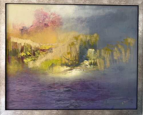 Golden light. Quiet water by Ludmila Budanov, Painting for Sale on Select