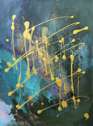 Gold and hot by Ludmila Budanov, Painting for Sale on Select
