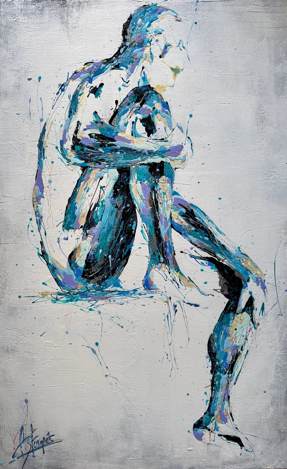 Le Jeune Penseur Amandyne Steropes Original painting for sale