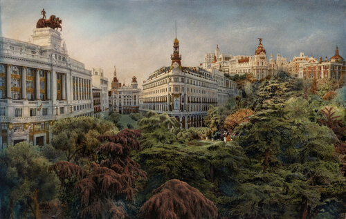 La Ciudad Recuperada. Madrid by Carlos Arriaga, Painting for Sale on Select