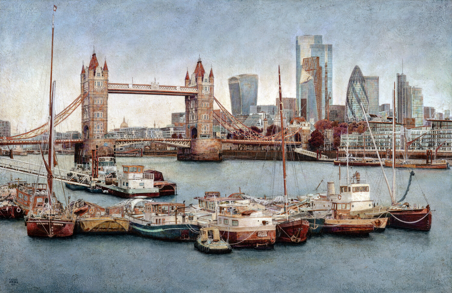 Tower Bridge Forever Carlos Arriaga Original painting for sale