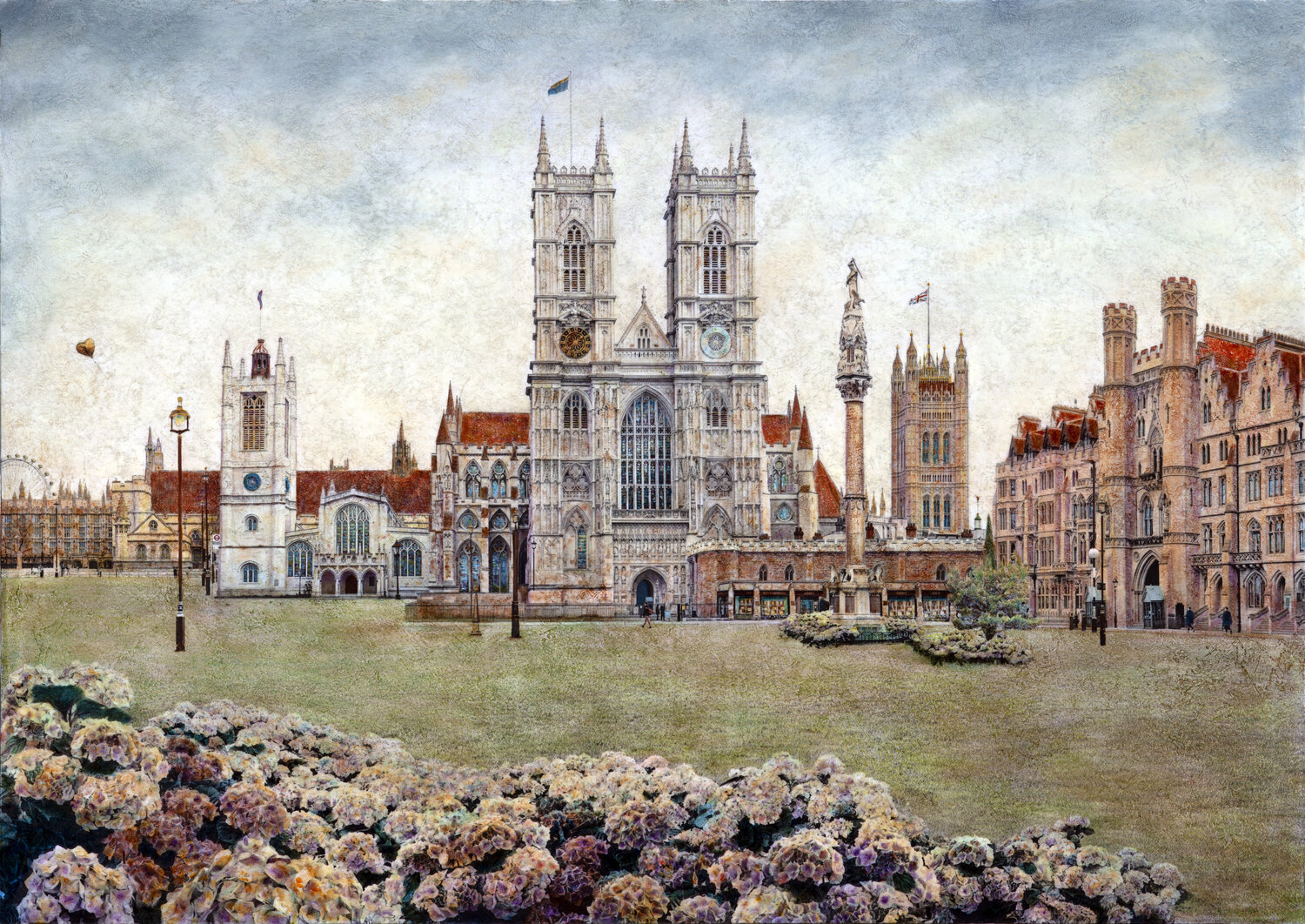 The Sanctuary's Meadow. Westminster Abbey. London Carlos Arriaga Original painting for sale
