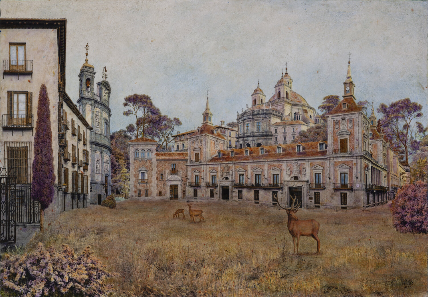Futuro, la Plaza de la Villa.  Madrid Carlos Arriaga Original painting for sale