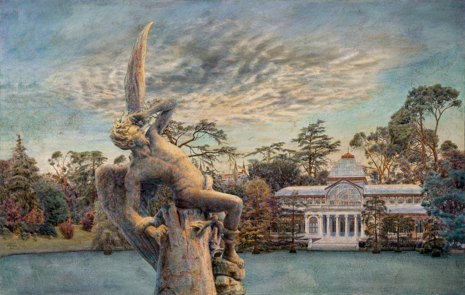 El Ángel Caído Lucha Contra la Fuerza de la Naturaleza. Carlos Arriaga Original painting for sale