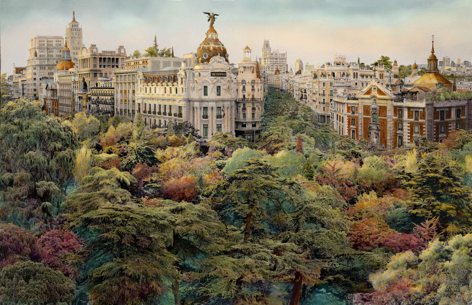 Ilusión Lumínica en Madrid. Carlos Arriaga Original painting for sale