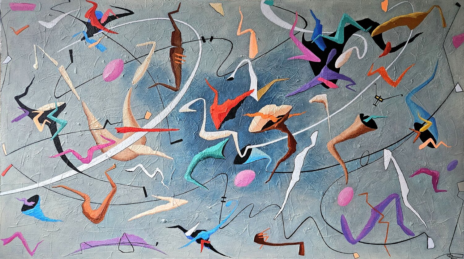 BETWEEN TWO POINTS (R+D GILMOUR) Valeriano CORTÁZAR Original painting for sale