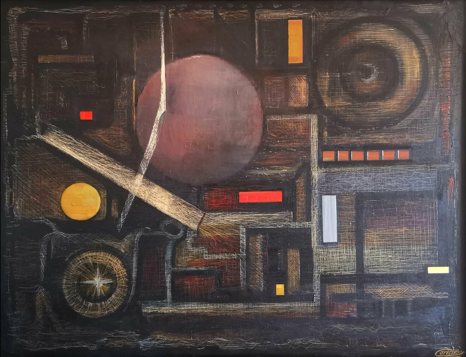 INCONSCIENTE QUE EMERGE DE GRATTAGE Valeriano CORTÁZAR Original painting for sale