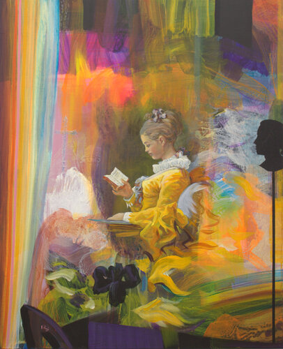 Que lisais-tu que je ne pouvais voir : " Les Bijoux indiscrets " ce roman libertin ou « la vie de Sainte Jeanne Delanoue". Souvenir de la jeune liseuse de Fragonard , National Gallery Washington. by François Pagé, Painting for Sale on Select