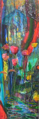 Après l’amour, nos yeux écarquillés de ces luxes simples. Au fond l'éruption toujours. by François Pagé, Painting for Sale on Select