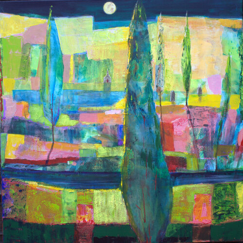les soirs de pleine lune, nous admirions le paysage chanter des Alléluias. by François Pagé, Painting for Sale on Select