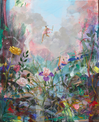 l'effroi d'Hermès venant sauver le jardin de Flore après la tempête. by François Pagé, Painting for Sale on Select