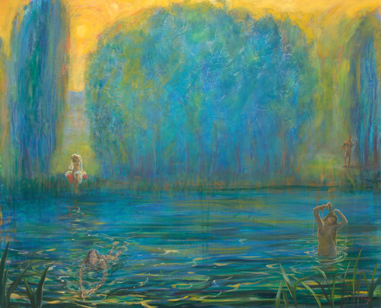 C'était une fin d'été presque tranquille, d'un feuillage naissait l'incertitude. François Pagé Original painting for sale