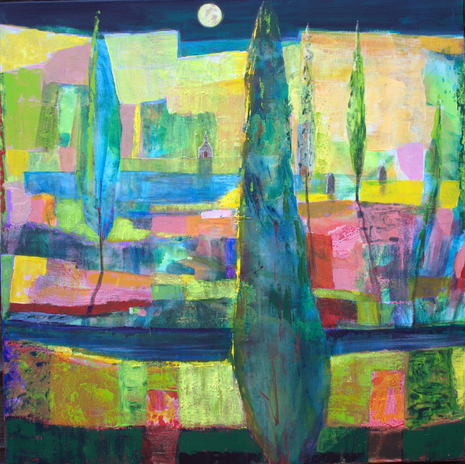 les soirs de pleine lune, nous admirions le paysage chanter des Alléluias. François Pagé Original painting for sale