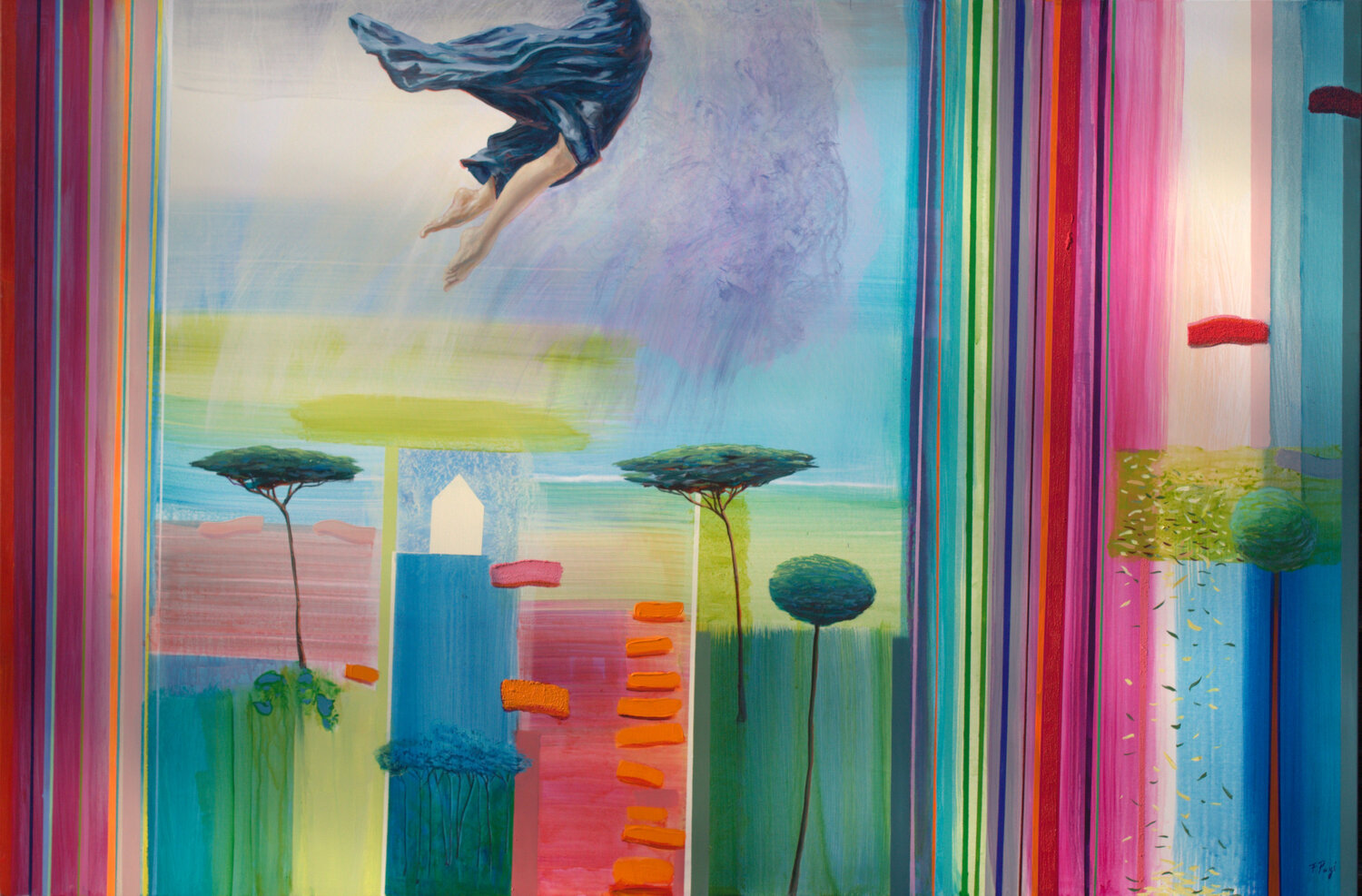Pourtant le paysage semblait enjoué, tu avais dansé quelques pas sur la valse de l'adieu de Chopin puis avec légèreté, tu avais disparu. François Pagé Original painting for sale