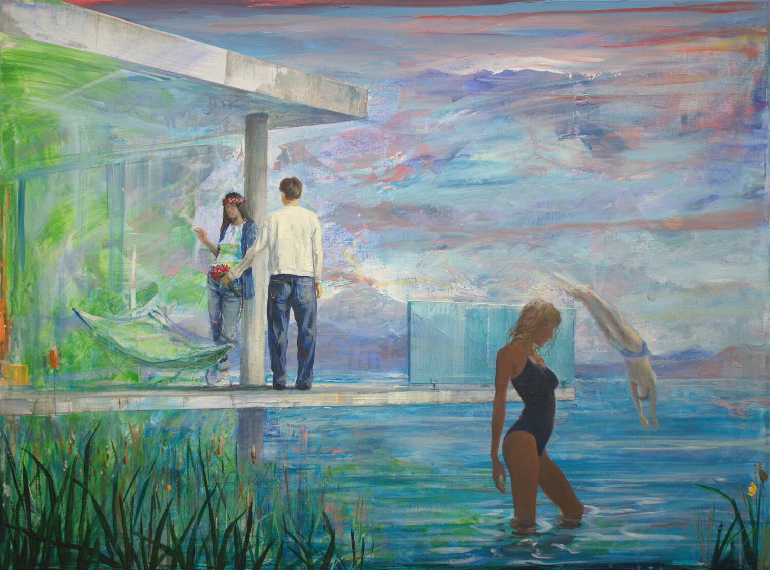 Le pouvoir des fleurs. Zéphyr venant se faire pardonner auprès de Flore, l'ayant trompée avec la princesse Psyché. François Pagé Original painting for sale