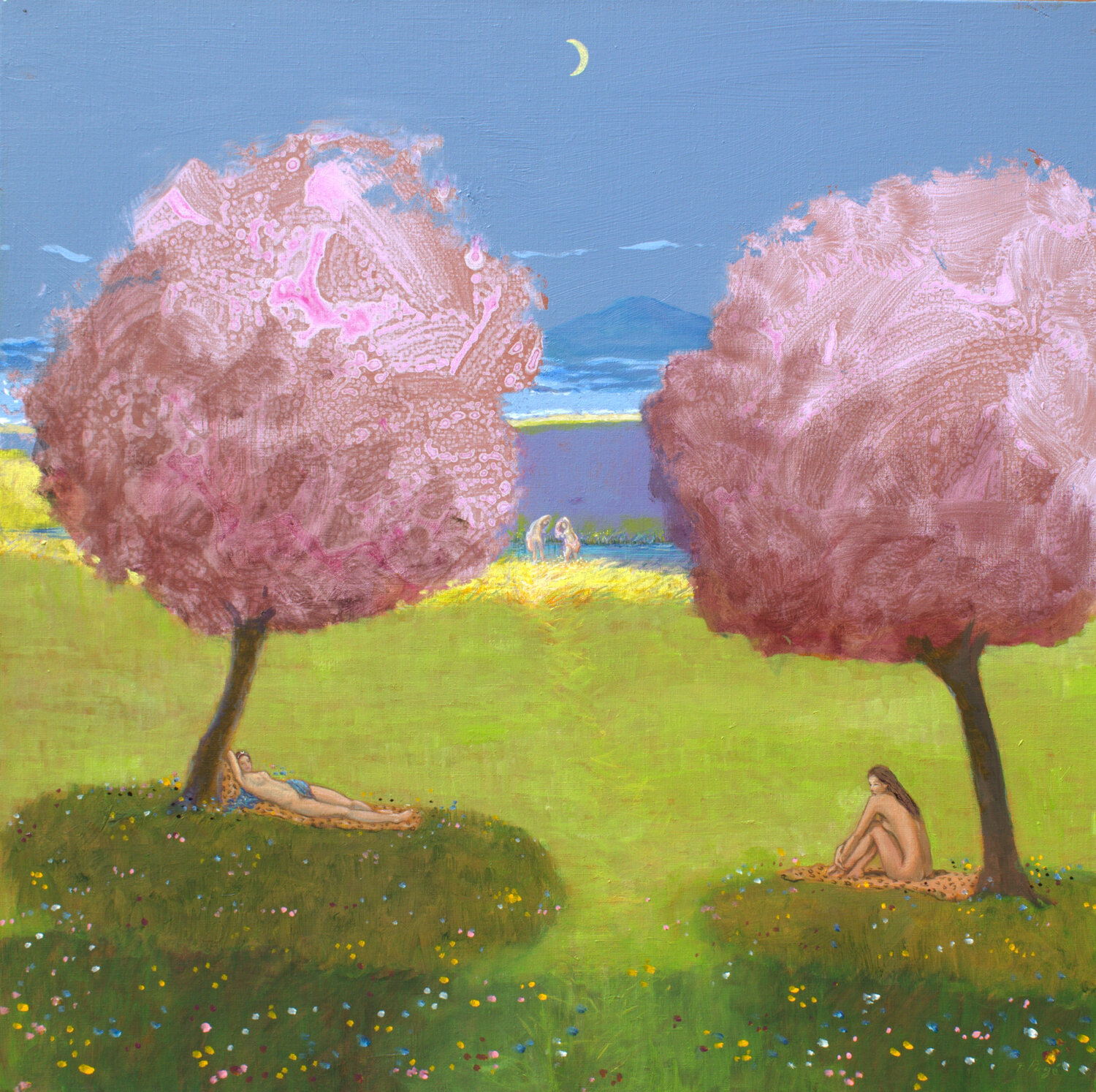 Le repos d'Artémis sur l’île de Crète avant qu'elle ne choisisse ses suivantes. François Pagé Original painting for sale