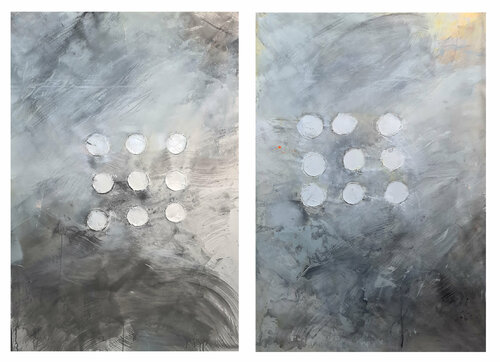 White discs by Gabi Ger, Painting for Sale on Select